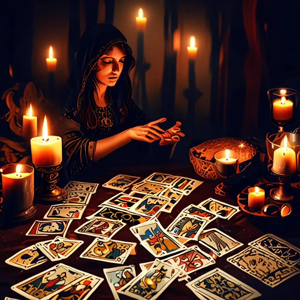 Ritual nocturno con tarot